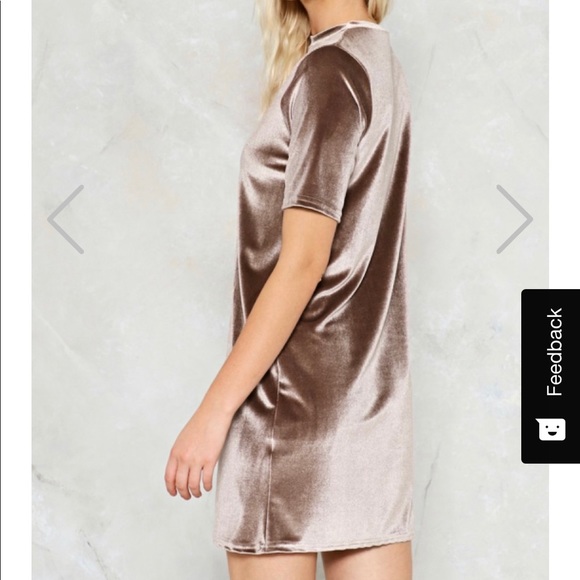 Champagne Velvet Short Sleeved Tee Dress NWT - Picture 2 of 5